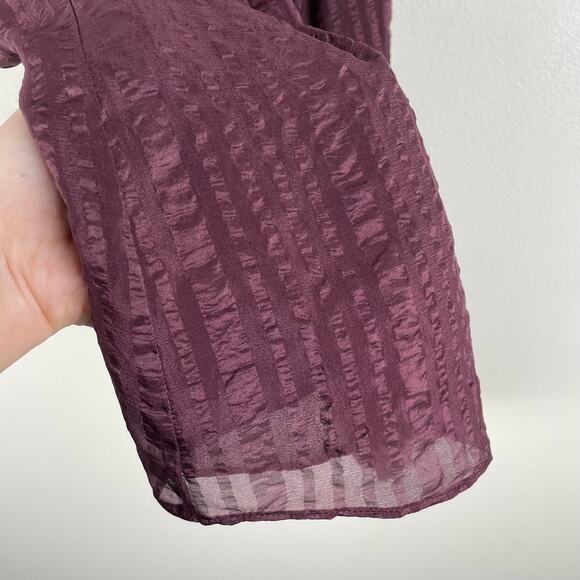 Frame 100% Silk Draped Texture Halter Top Size Medium Blouse Purple Cabernet - Picture 5 of 9